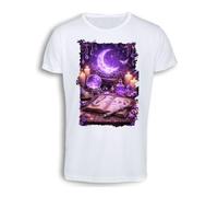 MERCHANDMANIA Camiseta Tacto algodón A3 Libro hechiceria Luna Magia simbolos arcanos Bola Cotton Touch Tshirt