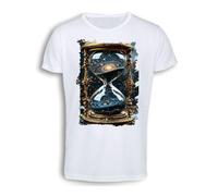 MERCHANDMANIA Camiseta Tacto algodón A3 Reloj astrologia Galaxia Cosmos Universo Tiempo Cotton Touch Tshirt