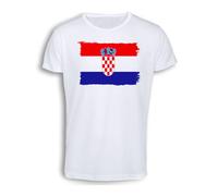 MERCHANDMANIA Camiseta Tacto ALGODÓN Bandera Croacia Pais Gobierno croata Cotton Touch Tshirt
