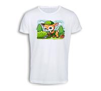 MERCHANDMANIA CAMISETA TACTO ALGODÓN ciervo jardinero animal profesion plantas cotton touch tshirt