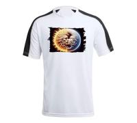 MERCHANDMANIA Camiseta técnica Franja Mangas Negra simbolo Sol y Luna Amor Astros astrologia Astral Tshirt