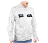 MERCHANDMANIA Chaqueta técnica con 2 impresiones chicos cantantes famosos mention me deja vu 2 logos jacket