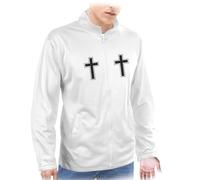 MERCHANDMANIA Chaqueta técnica con 2 impresiones cruz cristiana cristo jesus hijo de dios iglesia 2 logos jacket