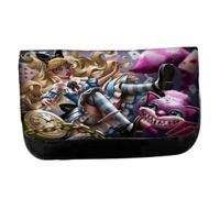 MERCHANDMANIA Estuche Neceser de Lona Alicia en el Pais de Las Maravillas Libro Obra literaria Unisex Negro Bolsa Aseo Multiusos