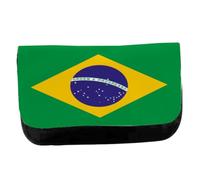 MERCHANDMANIA Estuche Neceser DE Lona Bandera Brasil Pais Gobierno brasileño nacion America Unisex Negro Bolsa Aseo Multiusos