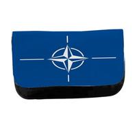 MERCHANDMANIA Estuche Neceser DE Lona Bandera OTAN organización tratado atlantico Norte Unisex Negro Bolsa Aseo Multiusos