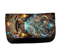 Merchandmanía Estuche Neceser de Lona café Mistico magico fantastico Astral Constelaciones Unisex Negro Bolsa Aseo Multiusos