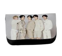 MERCHANDMANIA Estuche Neceser DE Lona Cantantes KPOP TXT Blue Hour Sugar Rush Ride Unisex Negro Bolsa Aseo Multiusos