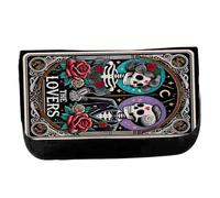 MERCHANDMANIA Estuche Neceser de Lona Carta Tarot Graciosa Meme Amantes Amor San Valentin Unisex Negro Bolsa Aseo Multiusos