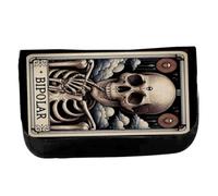 MERCHANDMANIA Estuche Neceser de Lona Carta Tarot Graciosa Meme Trastorno Bipolar Locura Unisex Negro Bolsa Aseo Multiusos