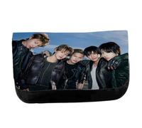MERCHANDMANIA Estuche Neceser de Lona Chicos Cantantes Famosos Mention me Deja VU Unisex Negro Bolsa Aseo Multiusos
