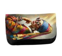 MERCHANDMANIA Estuche Neceser de Lona Cuadro Arte ja Joven de la Perla Moderna Gafas Woke Unisex Negro Bolsa Aseo Multiusos
