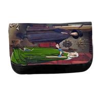 MERCHANDMANIA Estuche Neceser de Lona Cuadro Arte Jan Van Eyck, El Retrato de Arnolfini Unisex Negro Bolsa Aseo Multiusos