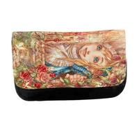 MERCHANDMANIA Estuche Neceser de Lona Cuento Alicia en el Pais de Las Maravillas Historia Libro Unisex Negro Bolsa Aseo Multiusos