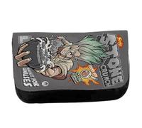 MERCHANDMANIA Estuche Neceser de Lona Doctor dr Stone senku Desayuno Piedra Cereales Gracioso Unisex Negro Bolsa Aseo Multiusos