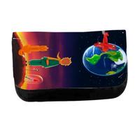 MERCHANDMANIA Estuche Neceser de Lona el principito Luna Tierra Estrellas Universo Fantasia Zorro Unisex Negro Bolsa Aseo Multiusos
