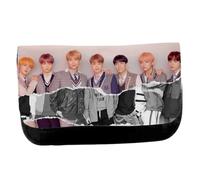 MERCHANDMANIA Estuche Neceser DE Lona Fake Love Korea BTS Chicos Cantantes Coreanos Unisex Negro Bolsa Aseo Multiusos