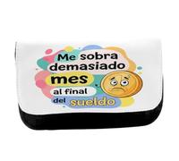 MERCHANDMANIA Estuche Neceser de Lona Frase Graciosa Final de Mes Dinero pobre Chiste Unisex Negro Bolsa Aseo Multiusos