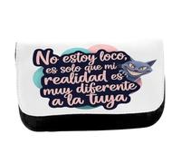 MERCHANDMANIA Estuche Neceser de Lona Frase Graciosa no Estoy Loco Loca Mente Realidad Unisex Negro Bolsa Aseo Multiusos