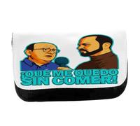MERCHANDMANIA Estuche Neceser de Lona Frase Graciosa Que me quedo sin Comer Trabajo pobre Unisex Negro Bolsa Aseo Multiusos