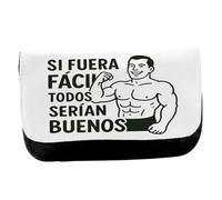 MERCHANDMANIA Estuche Neceser de Lona Frase Gym Gimnasio Deporte si Fuera fácil Todos serían Buenos Unisex Negro Bolsa Aseo Multiusos