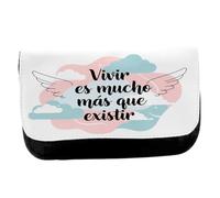 MERCHANDMANIA Estuche Neceser de Lona Frase motivadora Bonita filosófica Vivir Vida existir Unisex Negro Bolsa Aseo Multiusos