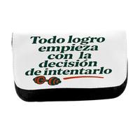 MERCHANDMANIA Estuche Neceser de Lona Frase motivadora Gimnasio Logro Decision Gym motivacion Unisex Negro Bolsa Aseo Multiusos