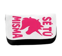 MERCHANDMANIA Estuche Neceser de Lona Frase motivadora se tu Misma carácter psicologia Unisex Negro Bolsa Aseo Multiusos