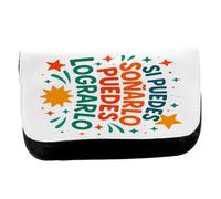 MERCHANDMANIA Estuche Neceser de Lona Frase motivadora soñar Logro motivacion Esfuerzo Unisex Negro Bolsa Aseo Multiusos
