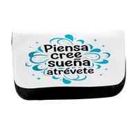 MERCHANDMANIA Estuche Neceser de Lona Frase motivadora sueños Futuro Esfuerzo Lucha Unisex Negro Bolsa Aseo Multiusos