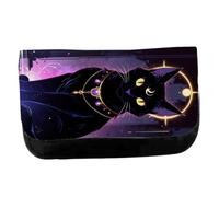 MERCHANDMANIA Estuche Neceser de Lona Gato Negro Dios divino astrologia Brujas Magia Unisex Negro Bolsa Aseo Multiusos