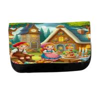 MERCHANDMANIA Estuche Neceser DE Lona Hansel y Gretel Cuento niños Infantil Dibujos Unisex Negro Bolsa Aseo Multiusos