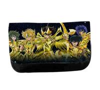 MERCHANDMANIA Estuche Neceser DE Lona Heroes ARMADURAS Doradas Caballeros Anime Unisex Negro Bolsa Aseo Multiusos