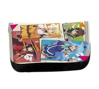 MERCHANDMANIA Estuche Neceser DE Lona konosuba Saga 3 Personajes Manga Fanart Unisex Negro Monedero Billetera