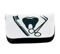MERCHANDMANIA Estuche Neceser DE Lona Logo Dentista profesion Dientes Medico Unisex Negro Bolsa Aseo Multiusos