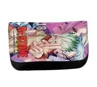MERCHANDMANIA Estuche Neceser DE Lona Manga dr Stone Temporada Cuatro Personajes Ciencia Unisex Negro Monedero Billetera