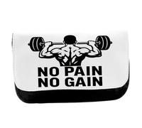 MERCHANDMANIA Estuche Neceser de Lona no Pain no Gain sin Dolor no Hay musculos Unisex Negro Bolsa Aseo Multiusos