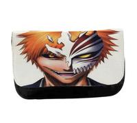 MERCHANDMANIA Estuche Neceser DE Lona Serie Anime Bleach Ichigo Kurosaki Shinigami Unisex Negro Bolsa Aseo Multiusos