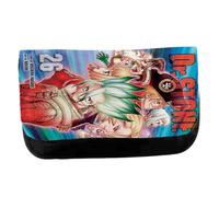 MERCHANDMANIA Estuche Neceser de Lona Serie Anime dr Stone Temp 4 senku Astronauta Ciencia Unisex Negro Bolsa Aseo Multiusos