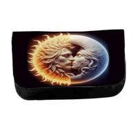 Merchandmanía Estuche Neceser de Lona simbolo Sol y Luna Amor Astros astrologia Astral Unisex Negro Bolsa Aseo Multiusos