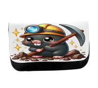 MERCHANDMANIA Estuche Neceser DE Lona Topo minero profesion mineria Mineral Unisex Negro Bolsa Aseo Multiusos