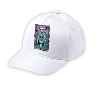 MERCHANDMANIA Gorra Blanca Niño Carta Tarot Graciosa Meme Miedo Terror WC bater Blanca Kid Cap