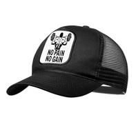MERCHANDMANIA Gorra Negra con Rejilla no Pain no Gain sin Dolor no Hay musculos Moda Deporte