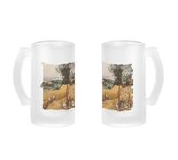 MERCHANDMANIA Jarra cerveza cristal cuadro Pieter Bruegel “El viejo”, Las espigadoras esmerilada esmerilado 500ml