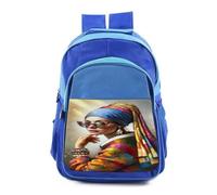 MERCHANDMANIA Mochila Azul adulto cuadro arte ja joven de la perla moderna gafas woke colegio picnic excursión deporte adolescentes