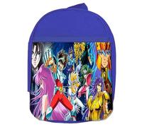 MERCHANDMANIA MOCHILA AZUL CABALLEROS DEL ZODIACO ANIME kyoga seiya colegio picnic excursión deporte niños