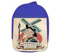 MERCHANDMANIA MOCHILA AZUL DON QUIJOTE DE LA MANCHA novela caballero colegio picnic excursión deporte niños