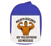 MERCHANDMANIA Mochila Azul frase gimnasio esfuerzo musculos ejercicio colegio picnic excursión deporte niños