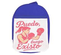 MERCHANDMANIA Mochila Azul frase gym gimnasio deporte feminismo puedo luego existo colegio picnic excursión deporte niños