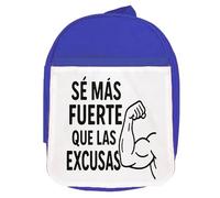 MERCHANDMANIA Mochila Azul frase gym gimnasio deporte se más fuerte que las excusas colegio picnic excursión deporte niños